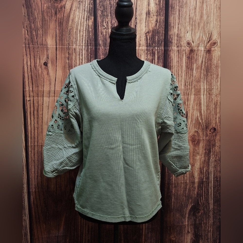 Gimmicks by BKE Seagreen Womens Lace Bohemian Top Size Xs